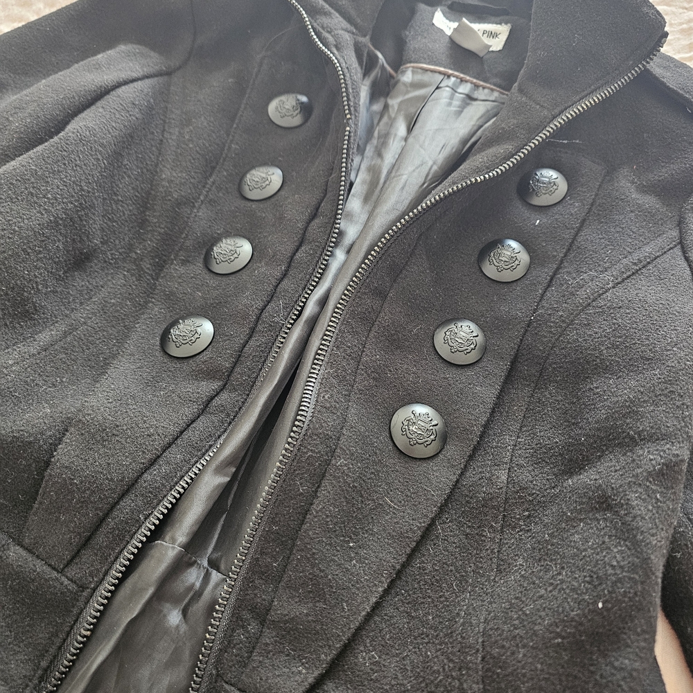 Celebrity Pink Black Pea Coat
